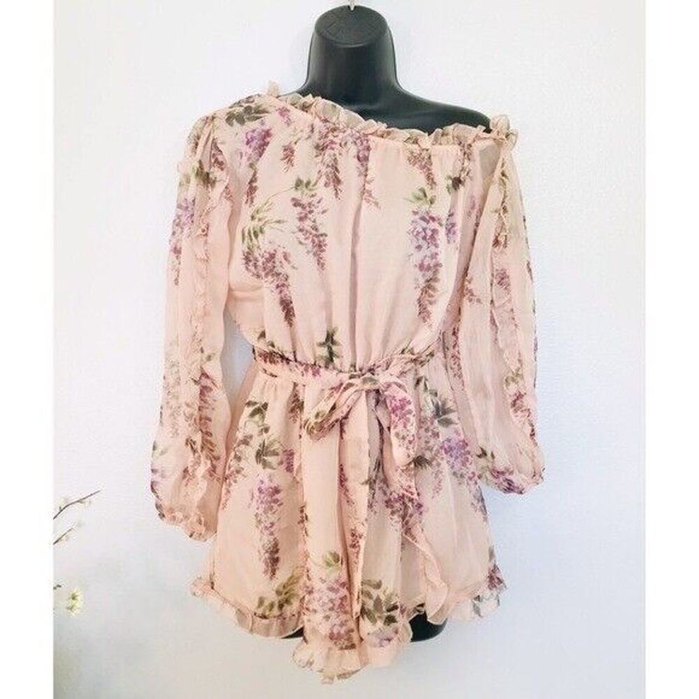 Goodnight Macaroon Floral Romper Claudia Ruffle Asymmetric Coquette, S